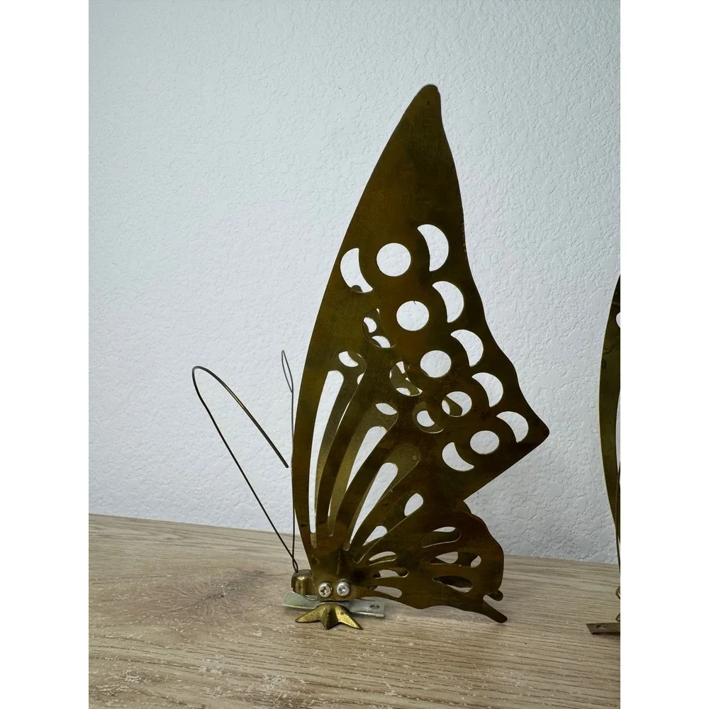 Vintage‎ Brass Butterfly Wall Hanging Decor Set of 2 Mid Century Modern 3D Gold